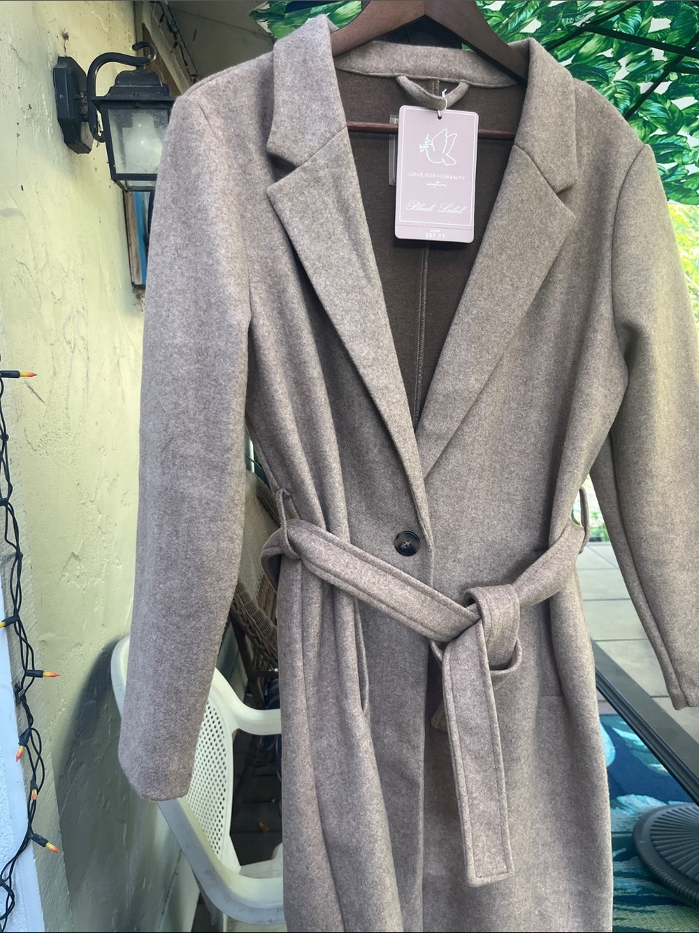 Love For Humanity NWT Black Label Wool-Like Midi Trench Coat Mauve M 22” p2p - Picture 10 of 17